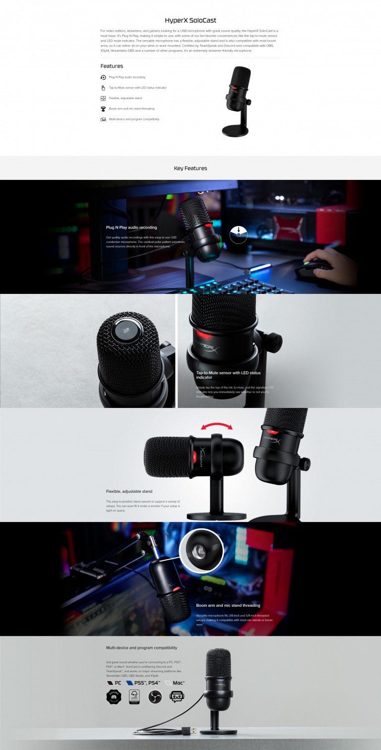 HyperX SoloCast USB Condenser Gaming Microphone TechBrandStore